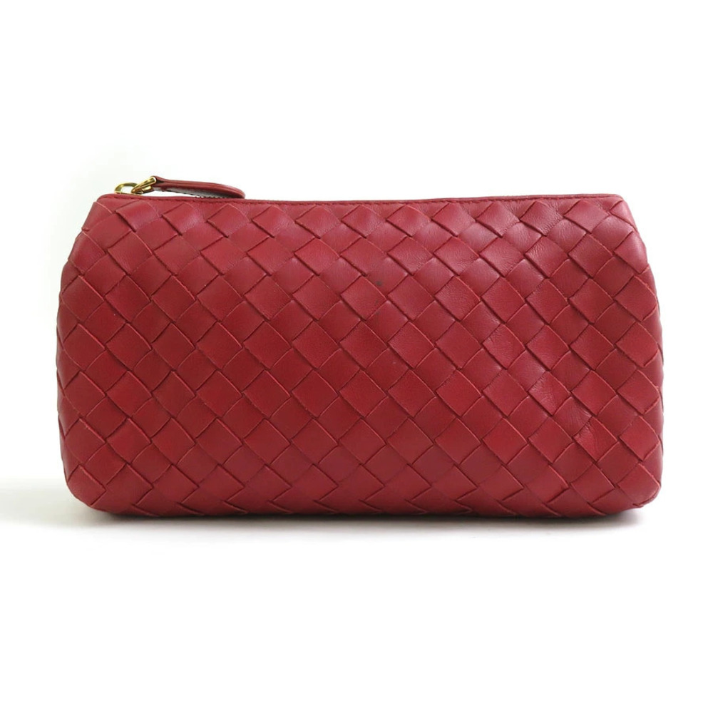 Bottega Veneta Pouch Clutch Intrecciato leather red
